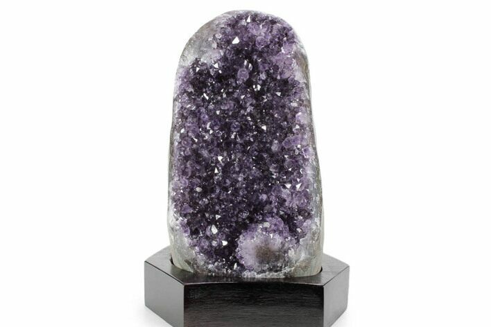 Deep Purple Amethyst Geode With Wood Base - Uruguay #360458